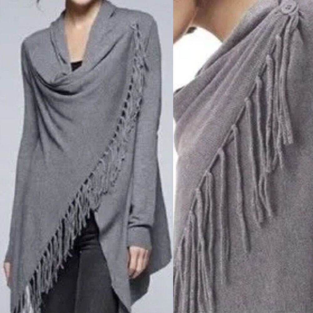 LOVESTITCH Wrap Cardigan Sweater Fringe Women's Medium Western Boho Travel Cozy